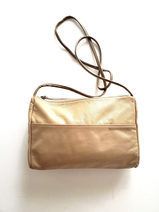 Handbags - Beige Leather Mini Crossbody Bag - Minimalist Women's Shoulder Bag